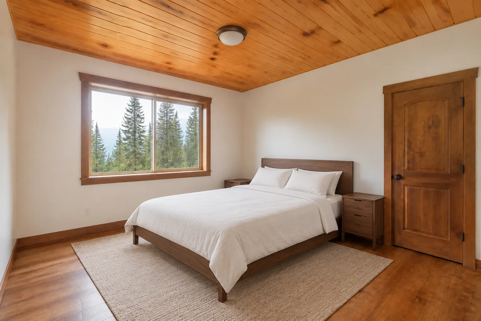 Mountain cabin bedroom — First StagingGPT result